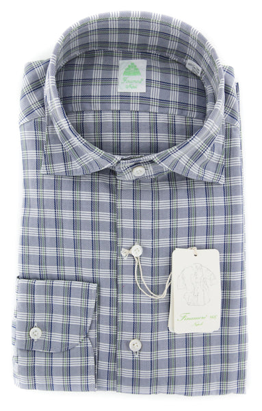 Finamore Napoli Gray Plaid Shirt - Extra Slim - L/L - (SENX220)