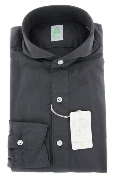Finamore Napoli Gray Solid Shirt - Extra Slim - 15/38 - (SENX211)