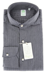Finamore Napoli Charcoal Gray Striped Shirt - Extra Slim - (FNSHRTGYY6) - Parent