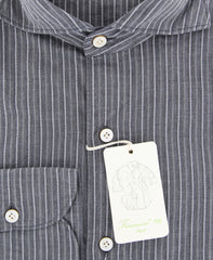 Finamore Napoli Charcoal Gray Striped Shirt - Extra Slim - (FNSHRTGYY6) - Parent