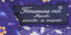 Finamore Napoli Purple Floral Silk Tie (10009)