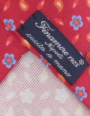 Finamore Napoli Red Floral Silk Tie - 3.25" x 58" - (9H)