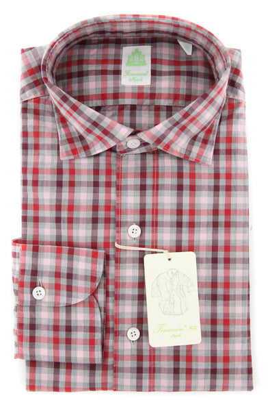 Finamore Napoli Red Check Shirt - Extra Slim - (201802276) - Parent