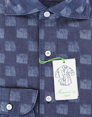 Finamore Napoli Navy Blue Fancy Shirt - Extra Slim - (201802285) - Parent