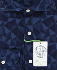 Finamore Napoli Navy Blue Fancy Shirt - Extra Slim - (201803132) - Parent