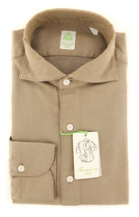 Finamore Napoli Brown Solid Cotton Shirt - Extra Slim - 15.75/40 - (F8)