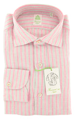 Finamore Napoli Pink Striped Linen Shirt - Extra Slim - (O6) - Parent