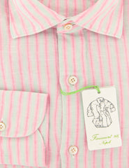 Finamore Napoli Pink Striped Linen Shirt - Extra Slim - (O6) - Parent