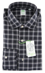 Finamore Napoli Charcoal Gray Plaid Shirt - Extra Slim - 15.75/40 - (I1)