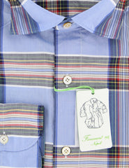 Finamore Napoli Light Blue Plaid Cotton Shirt - Extra Slim - (IY) - Parent