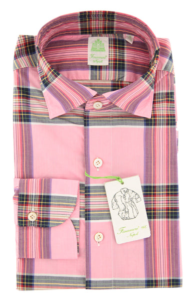 Finamore Napoli Pink Plaid Cotton Shirt - Extra Slim - (QR) - Parent