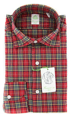 Finamore Napoli Red Plaid Shirt - Extra Slim - 15.5/39 - (2018022620)
