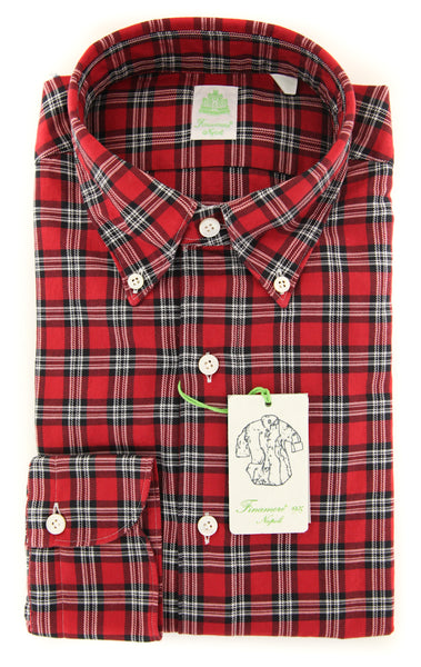 Finamore Napoli Red Plaid Shirt - Extra Slim - (2018022815) - Parent