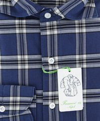 Finamore Napoli Navy Blue Plaid Shirt - Extra Slim - (201803131) - Parent