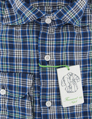 Finamore Napoli Blue Plaid Cotton Shirt - Extra Slim - (YF) - Parent