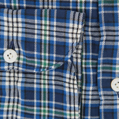 Finamore Napoli Blue Plaid Cotton Shirt - Extra Slim - (YF) - Parent