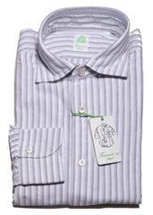 Finamore Napoli White Striped Cotton Shirt - Extra Slim - 15.5/39 - (1503)