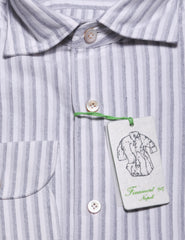 Finamore Napoli White Striped Cotton Shirt - Extra Slim - (1503) - Parent