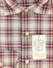 Finamore Napoli Beige Plaid Cotton Shirt - Extra Slim - (I2) - Parent