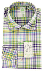 Finamore Napoli Light Green Plaid Shirt - Extra Slim - (I4) - Parent
