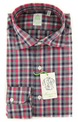 Finamore Napoli Pink Plaid Shirt - Extra Slim - (2018022727) - Parent