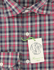 Finamore Napoli Pink Plaid Shirt - Extra Slim - (2018022727) - Parent