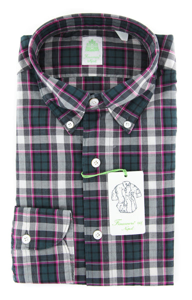 Finamore Napoli Pink Plaid Shirt - Extra Slim - (2018022813) - Parent