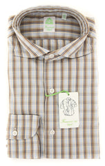 Finamore Napoli Brown Plaid Shirt - Extra Slim - 16/41 - (2018030220)