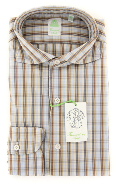 Finamore Napoli Brown Plaid Shirt - Extra Slim - (2018030220) - Parent
