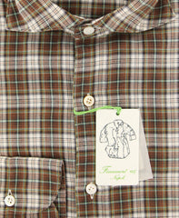 Finamore Napoli Brown Plaid Shirt - Extra Slim - (2018030218) - Parent