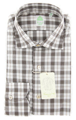 Finamore Napoli Brown Plaid Shirt - Extra Slim - (2018022724) - Parent