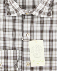 Finamore Napoli Brown Plaid Shirt - Extra Slim - (2018022724) - Parent