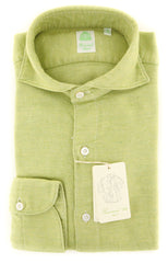 Finamore Napoli Green Solid Shirt - Extra Slim - 15/38 - (2018030213)