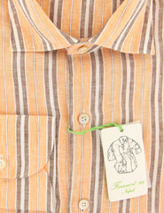 Finamore Napoli Orange Striped Linen Shirt - Extra Slim - (IN) - Parent