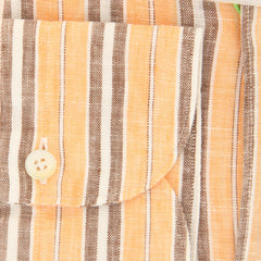 Finamore Napoli Orange Striped Linen Shirt - Extra Slim - (IN) - Parent
