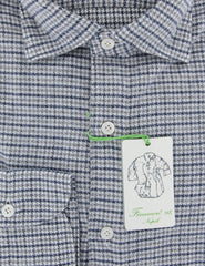 Finamore Napoli Gray Houndstooth Flannel Shirt - Extra Slim - (PF) - Parent