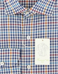 Finamore Napoli Navy Blue Check Shirt - Extra Slim - (201803136) - Parent