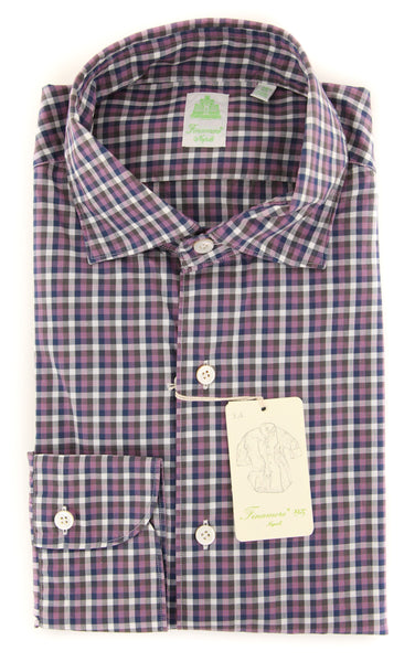 Finamore Napoli Purple Check Shirt - Extra Slim - (2018031312) - Parent
