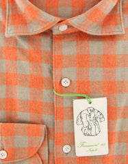 Finamore Napoli Orange Check Shirt - Extra Slim - (F19189) - Parent