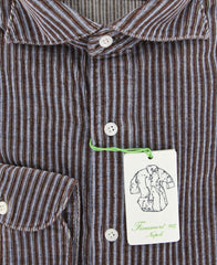 Finamore Napoli Brown Striped Shirt - Extra Slim - (2018030221) - Parent