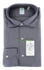 Finamore Napoli Denim Blue Solid Shirt -Extra Slim-15.5/39-(2018031216)
