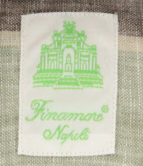 Finamore Napoli Olive Green Plaid Linen Shirt - Extra Slim -(O9) - Parent