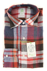 Finamore Napoli Red Plaid Shirt - Extra Slim - 14.5/37 - (2018022835)
