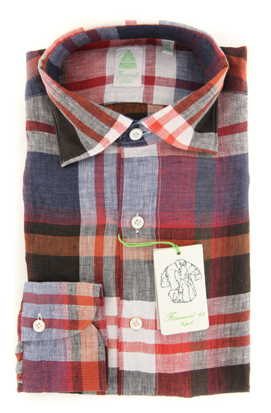 Finamore Napoli Red Plaid Shirt - Extra Slim - (2018022835) - Parent