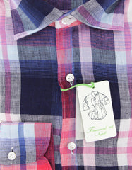 Finamore Napoli Pink Plaid Shirt - Extra Slim - (2018022611) - Parent