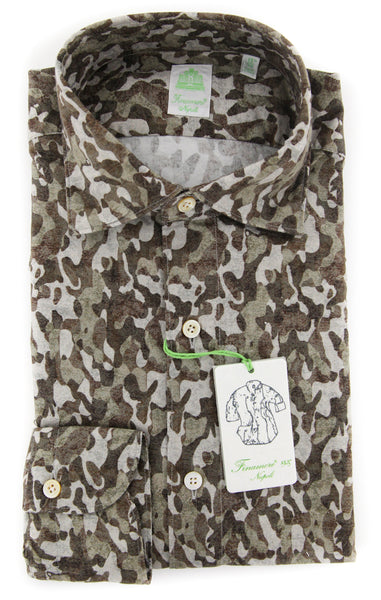 Finamore Napoli Brown Camo Shirt - Extra Slim - (K181812) - Parent