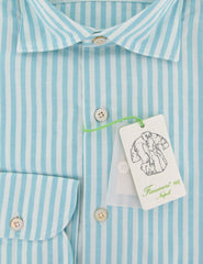 Finamore Napoli Blue Striped Cotton Shirt - Extra Slim - (YD) - Parent