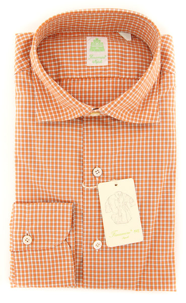 Finamore Napoli Orange Plaid Shirt - Extra Slim - (201802279) - Parent