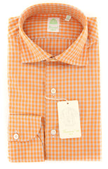 Finamore Napoli Orange Check Shirt - Extra Slim - 15.75/40 - (FN829179)