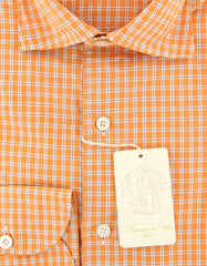 Finamore Napoli Orange Check Shirt - Extra Slim - (FN829179) - Parent